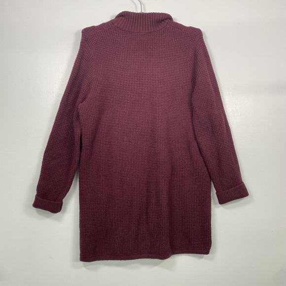 L.L. Bean Cardigan Sweater Womens 2X Plus Purple Full Zip Collared Knit Pockets - Picture 5 of 13